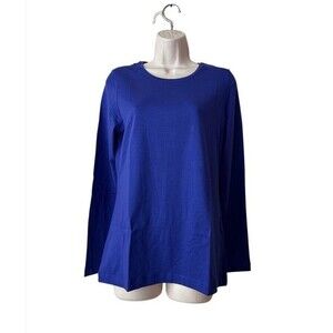 NWT Lands End Womens Fitted Long Sleeve Purple Tee SZ Medium Cotton Blend NEW